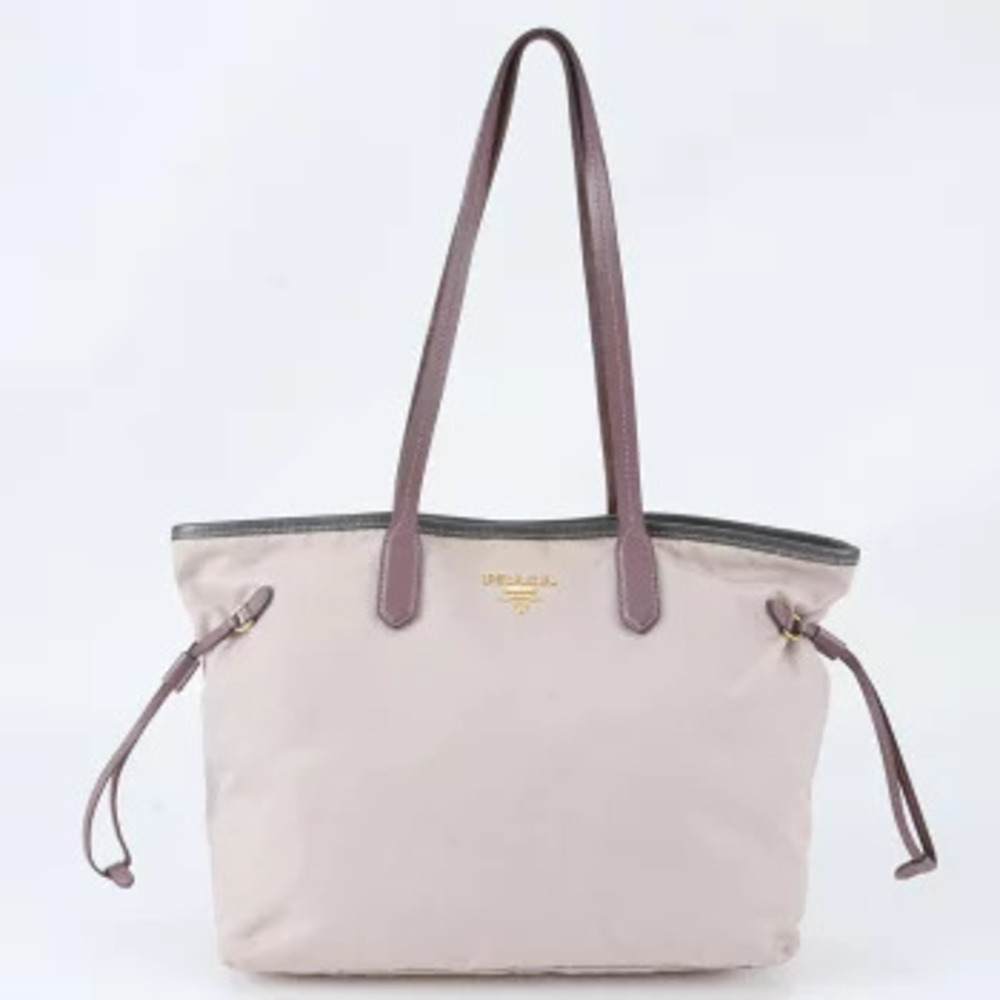 Prada Tessuto Leather 2Way Shoulder Tote Bag Commuter Silver